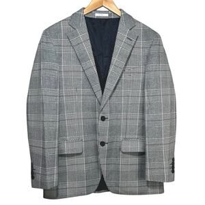 Seig Mens Black and White Plaid Checkered Blazer Houndstooth Large Made in Korea